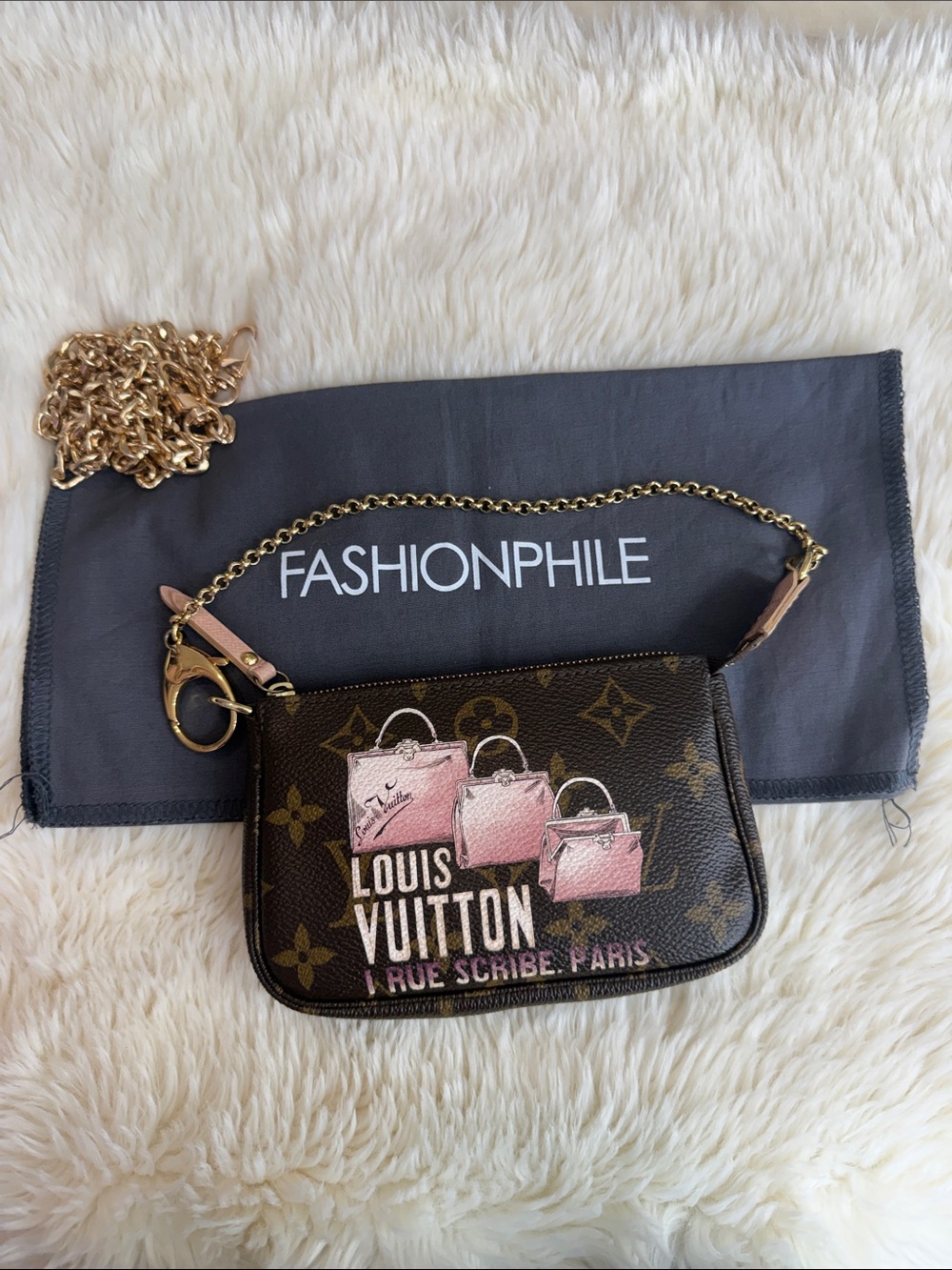💕🤩Auth Louis Vuitton mini Pochette 1 I Rue Scribe Paris lady’s lightest luggage